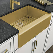 Whitehaus WHNPL3020-B Noah Plus 30" Single Bowl 16 Gauge Undermount Front Apron Kitchen Sink Set - Brass
