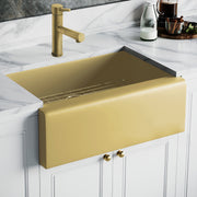 Whitehaus WHNPL3020-B Noah Plus 30" Single Bowl 16 Gauge Undermount Front Apron Kitchen Sink Set - Brass