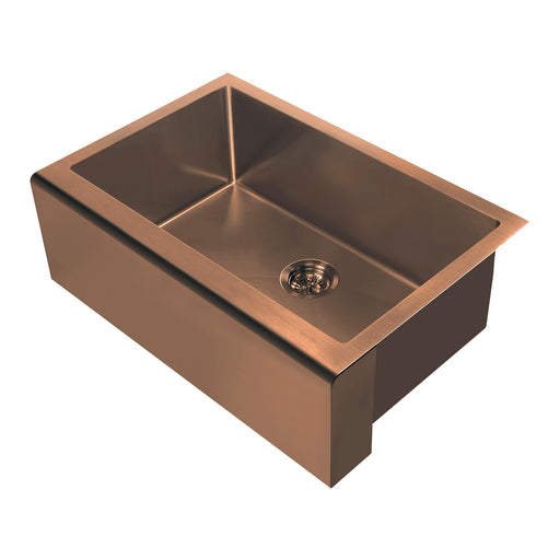 Whitehaus WHNPL3020-CO Noah Plus 30" Single Bowl 16 Gauge Undermount Front Apron Kitchen Sink Set - Copper