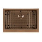 Whitehaus WHNPL3020-CO Noah Plus 30" Single Bowl 16 Gauge Undermount Front Apron Kitchen Sink Set - Copper