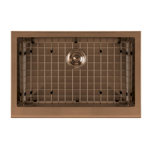 Whitehaus WHNPL3020-CO Noah Plus 30" Single Bowl 16 Gauge Undermount Front Apron Kitchen Sink Set - Copper