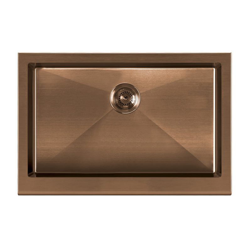 Whitehaus WHNPL3020-CO Noah Plus 30" Single Bowl 16 Gauge Undermount Front Apron Kitchen Sink Set - Copper