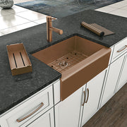 Whitehaus WHNPL3020-CO Noah Plus 30" Single Bowl 16 Gauge Undermount Front Apron Kitchen Sink Set - Copper