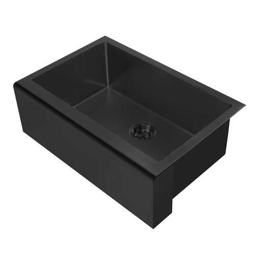 Whitehaus WHNPL3020-MBLK Noah Plus 30" Single Bowl 16 Gauge Undermount Front Apron Kitchen Sink Set - Matte Black