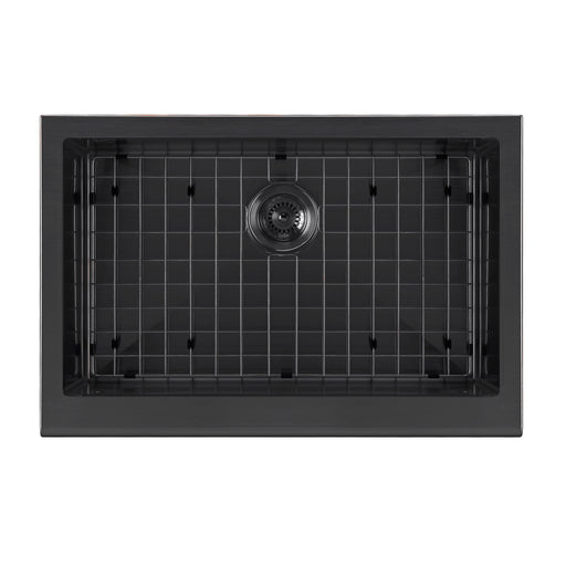 Whitehaus WHNPL3020-MBLK Noah Plus 30" Single Bowl 16 Gauge Undermount Front Apron Kitchen Sink Set - Matte Black