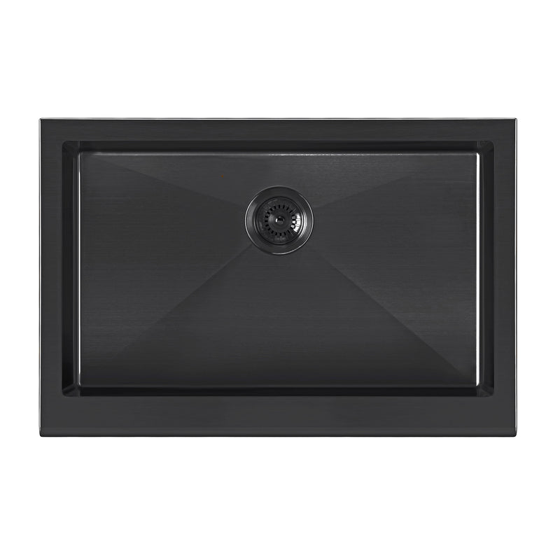 Whitehaus WHNPL3020-MBLK Noah Plus 30" Single Bowl 16 Gauge Undermount Front Apron Kitchen Sink Set - Matte Black