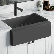 Whitehaus WHNPL3020-MBLK Noah Plus 30" Single Bowl 16 Gauge Undermount Front Apron Kitchen Sink Set - Matte Black