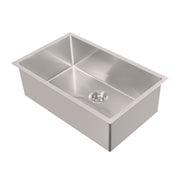 Whitehaus WHNPL3318-BSS Noah Plus 33" Single Bowl 16 Gauge Dual-Mount Kitchen Sink Set - Brushed Stainless Steel
