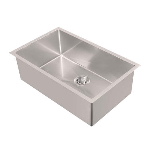 Whitehaus WHNPL3318-BSS Noah Plus 33" Single Bowl 16 Gauge Dual-Mount Kitchen Sink Set - Brushed Stainless Steel