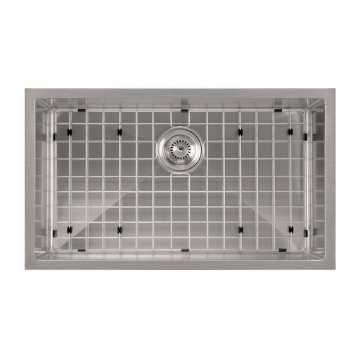 Whitehaus WHNPL3318-BSS Noah Plus 33" Single Bowl 16 Gauge Dual-Mount Kitchen Sink Set - Brushed Stainless Steel