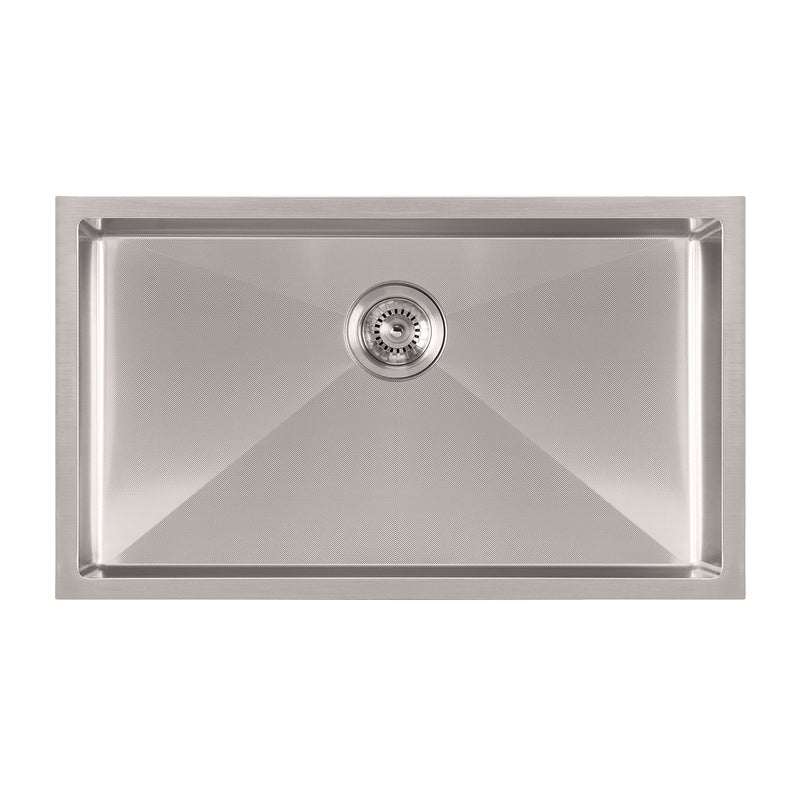 Whitehaus WHNPL3318-BSS Noah Plus 33" Single Bowl 16 Gauge Dual-Mount Kitchen Sink Set - Brushed Stainless Steel