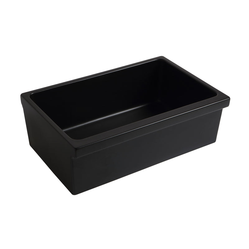 Whitehaus WHQ330-BLACK Quatro Alcove 30" Reversible Fireclay Front Apron Kitchen Sink - Black