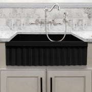 Whitehaus WHQ330-BLACK Quatro Alcove 30" Reversible Fireclay Front Apron Kitchen Sink - Black
