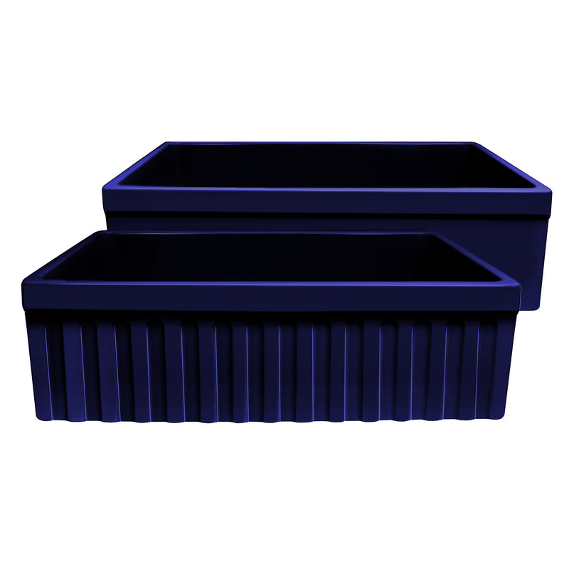 Whitehaus WHQ330-BLUE Quatro Alcove 30" Reversible Fireclay Front Apron Kitchen Sink - Sapphire Blue