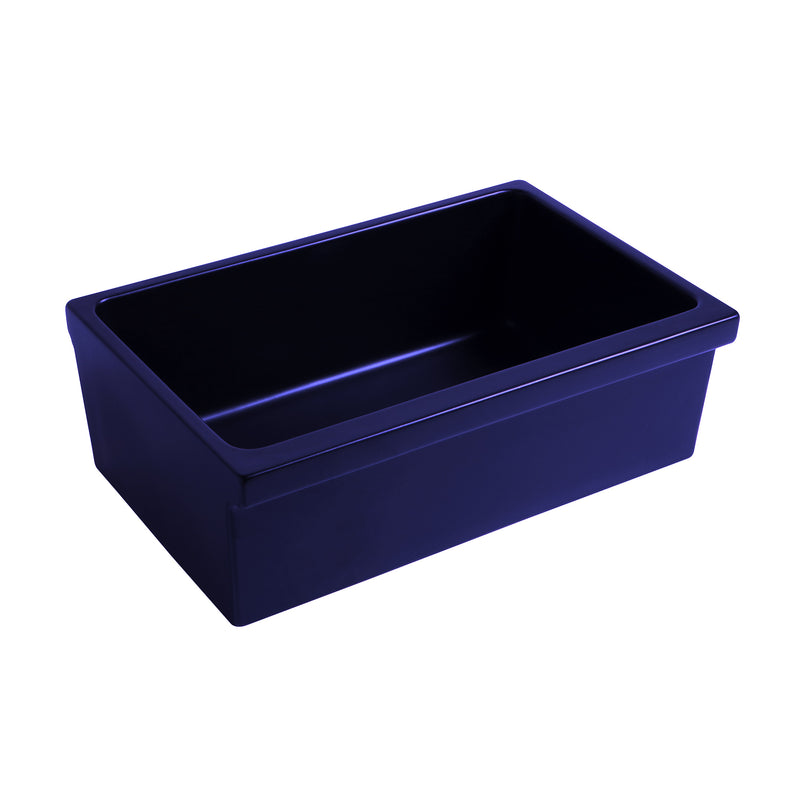 Whitehaus WHQ330-BLUE Quatro Alcove 30" Reversible Fireclay Front Apron Kitchen Sink - Sapphire Blue