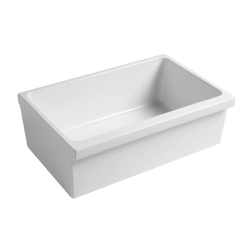 Whitehaus WHQ330-WHITE Quatro Alcove 30" Reversible Fireclay Front Apron Kitchen Sink - White