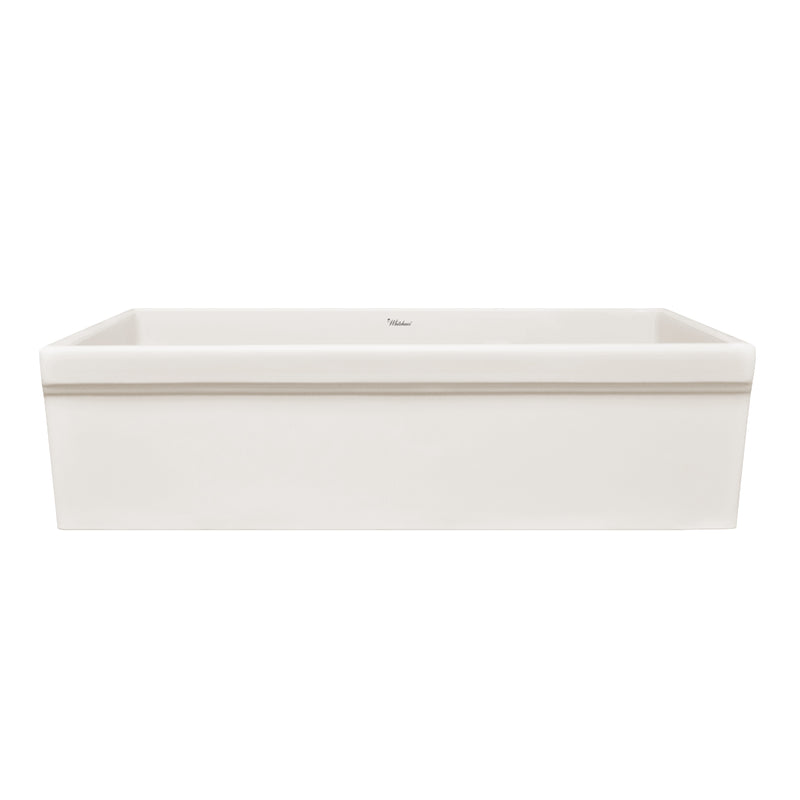 Whitehaus WHQ536-BISCUIT Quatro Alcove 36" Reversible Fireclay Front Apron Kitchen Sink - Biscuit