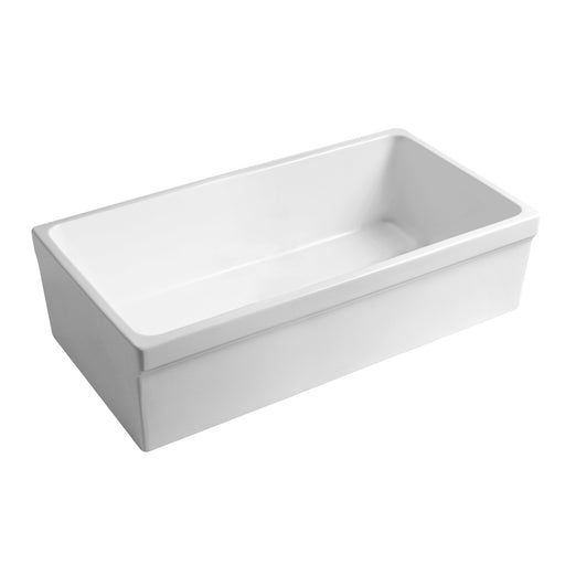 Whitehaus WHQ536-WHITE Quatro Alcove 36" Reversible Fireclay Front Apron Kitchen Sink - White