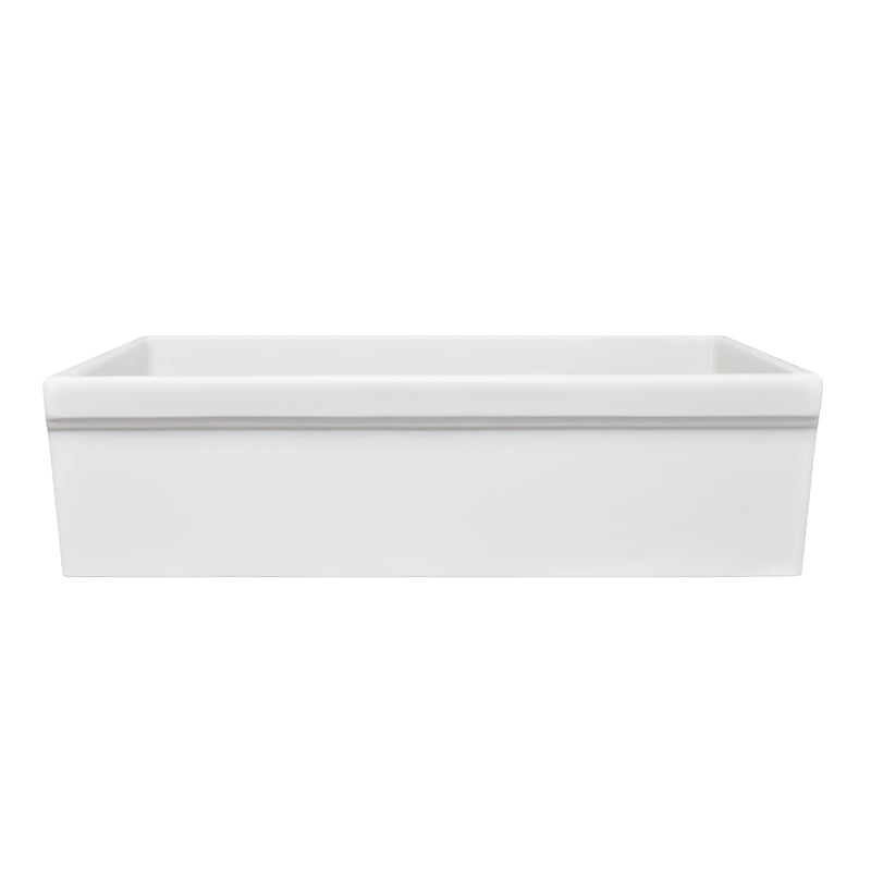 Whitehaus WHQ536-WHITE Quatro Alcove 36" Reversible Fireclay Front Apron Kitchen Sink - White