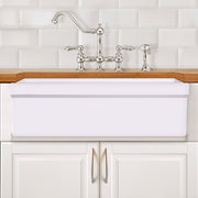 Whitehaus WHQ536-WHITE Quatro Alcove 36" Reversible Fireclay Front Apron Kitchen Sink - White