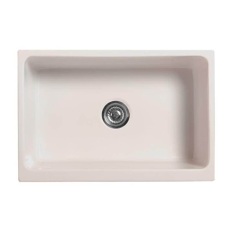 Whitehaus WHQ5530-BISCUIT Glencove 30" Reversible Fireclay Front Apron Kitchen Sink - Biscuit