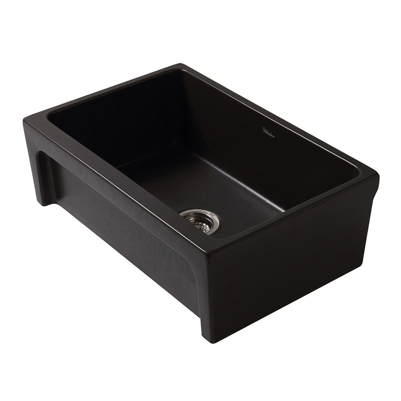 Whitehaus WHQ5530-BLACK Glencove 30" Reversible Fireclay Front Apron Kitchen Sink - Black