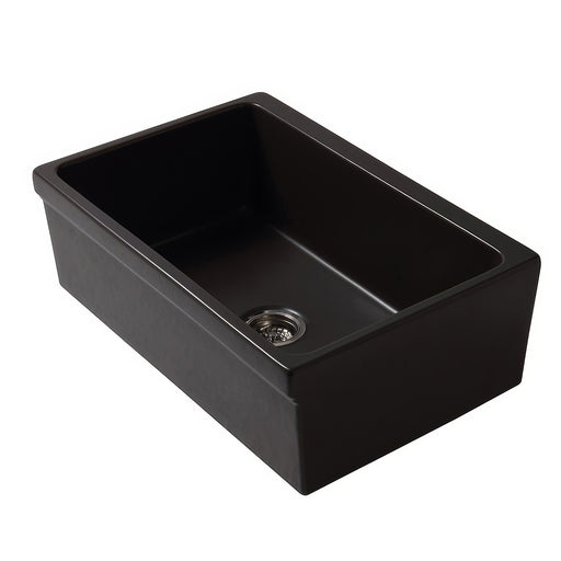 Whitehaus WHQ5530-BLACK Glencove 30" Reversible Fireclay Front Apron Kitchen Sink - Black