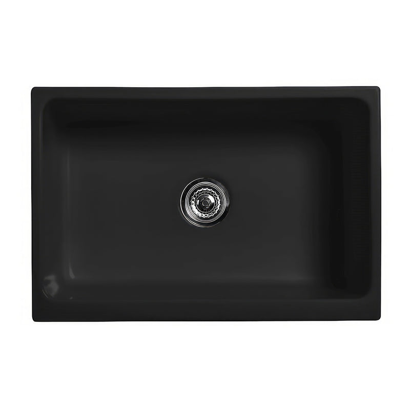 Whitehaus WHQ5530-BLACK Glencove 30" Reversible Fireclay Front Apron Kitchen Sink - Black