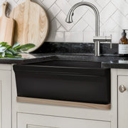 Whitehaus WHQ5530-BLACK Glencove 30" Reversible Fireclay Front Apron Kitchen Sink - Black