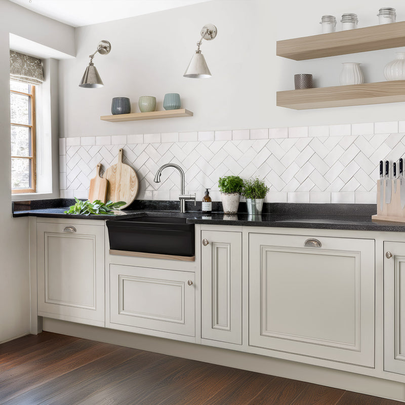 Whitehaus WHQ5530-BLACK Glencove 30" Reversible Fireclay Front Apron Kitchen Sink - Black