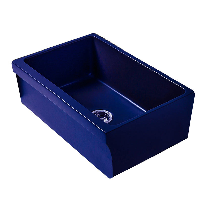 Whitehaus WHQ5530-BLUE Glencove 30" Reversible Fireclay Front Apron Kitchen Sink - Sapphire Blue