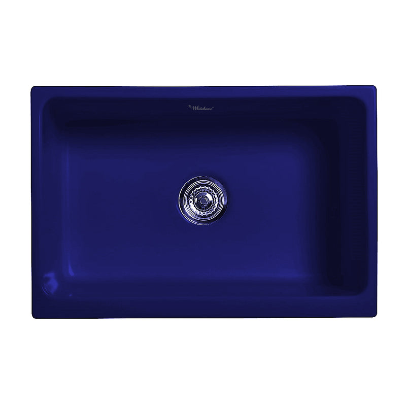 Whitehaus WHQ5530-BLUE Glencove 30" Reversible Fireclay Front Apron Kitchen Sink - Sapphire Blue