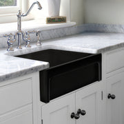 Whitehaus WHQ5530-M-BLACK Glencove 30" Reversible Fireclay Front Apron Kitchen Sink - Matte Black