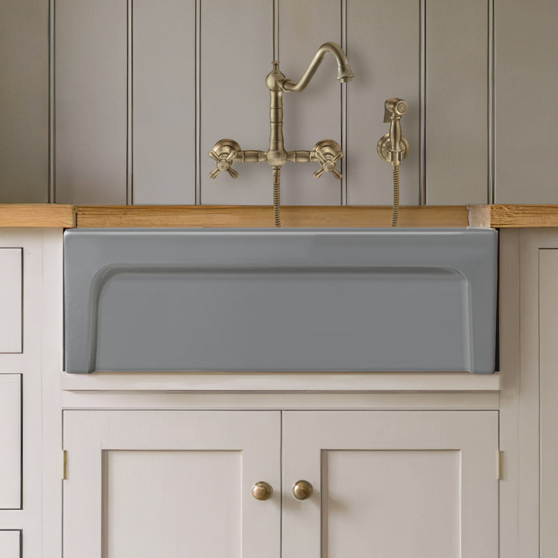 Whitehaus WHQ5530-M-CEMENT Glencove 30" Reversible Fireclay Front Apron Kitchen Sink - Matte Cement
