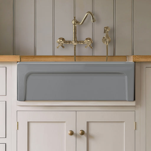 Whitehaus WHQ5530-M-CEMENT Glencove 30" Reversible Fireclay Front Apron Kitchen Sink - Matte Cement