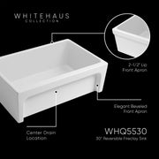 Whitehaus WHQ5530-WHITE Glencove 30" Reversible Fireclay Front Apron Kitchen Sink - White