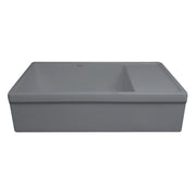 Whitehaus WHQD540-M-CEMENT Quatro Alcove 36" Reversible Fireclay Front Apron Kitchen Sink with Drainboard - Matte Cement