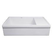 Whitehaus WHQD540-M-WHITE Quatro Alcove 36" Reversible Fireclay Front Apron Kitchen Sink with Drainboard - Matte White