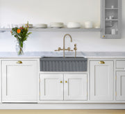 Whitehaus WHQDB332-M-CEMENT Quatro Alcove 33" Double Bowl Reversible Fireclay Front Apron Kitchen Sink - Matte Cement