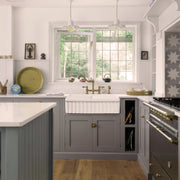 Whitehaus WHQDB332-WHITE Quatro Alcove 33" Double Bowl Reversible Fireclay Front Apron Kitchen Sink - White