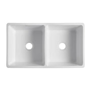 Whitehaus WHQDB532-WHITE Quatro Alcove 33" Double Bowl Reversible Fireclay Front Apron Kitchen Sink - White