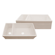 Whitehaus WHQDB542-BISCUIT Quatro Alcove 36" Double Bowl Reversible Fireclay Front Apron Kitchen Sink - Biscuit