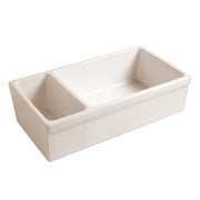 Whitehaus WHQDB542-BISCUIT Quatro Alcove 36" Double Bowl Reversible Fireclay Front Apron Kitchen Sink - Biscuit