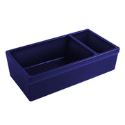 Whitehaus WHQDB542-BLUE Quatro Alcove 36" Double Bowl Reversible Fireclay Front Apron Kitchen Sink - Sapphire Blue