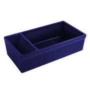 Whitehaus WHQDB542-BLUE Quatro Alcove 36" Double Bowl Reversible Fireclay Front Apron Kitchen Sink - Sapphire Blue