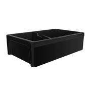 Whitehaus WHQDB5542-BLACK Glencove 42" Double Bowl Reversible Fireclay Front Apron Kitchen Sink - Black