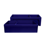 Whitehaus WHQDB5542-BLUE Glencove 42" Double Bowl Reversible Fireclay Front Apron Kitchen Sink - Sapphire Blue