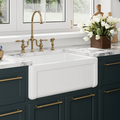 Whitehaus WHRP2718-W 27" Fireclay Front Apron Kitchen Sink - White