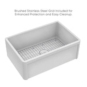 Whitehaus WHRP2718-W 27" Fireclay Front Apron Kitchen Sink - White