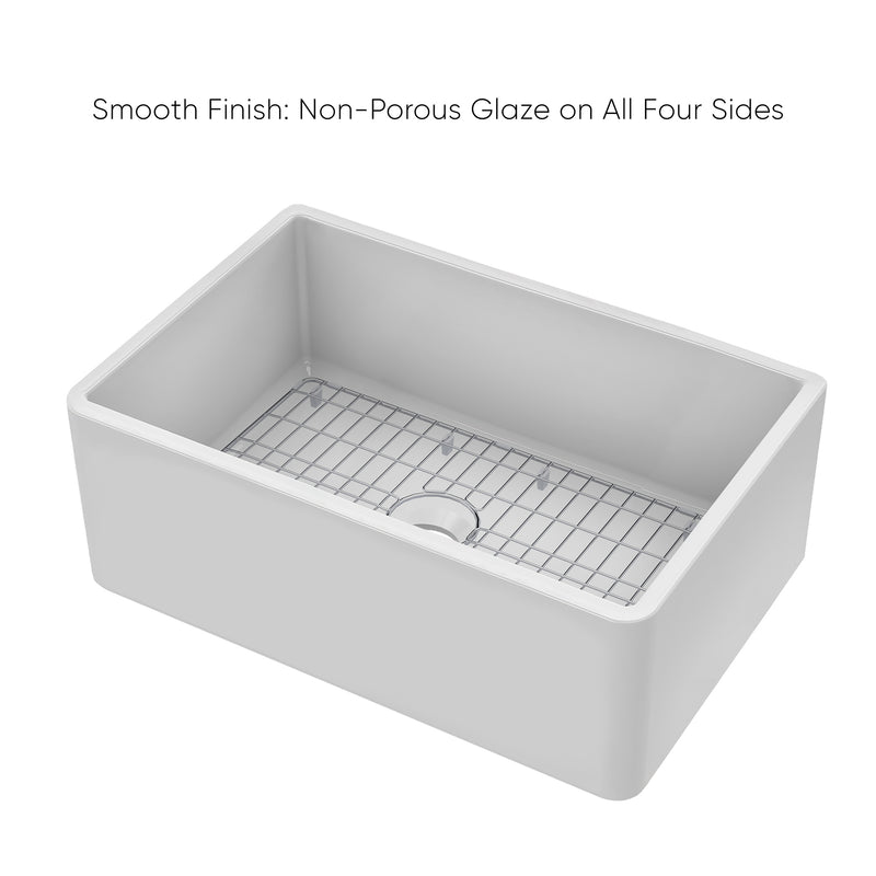 Whitehaus WHRP2718-W 27" Fireclay Front Apron Kitchen Sink - White